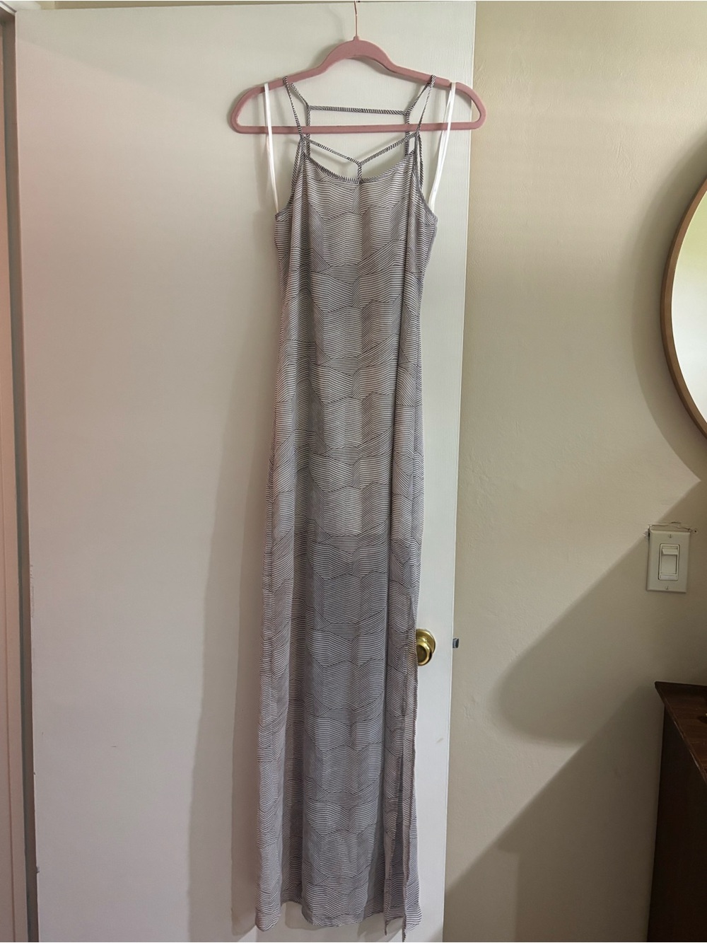 BCBGeneration Grey Patterned Strappy Maxi Dress